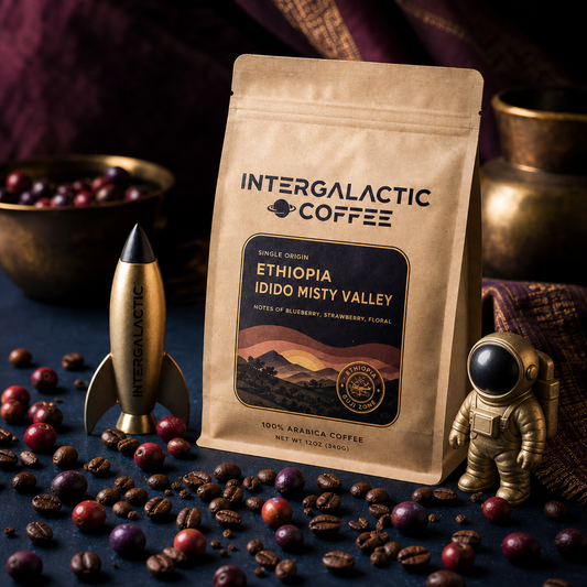 Ethiopia Idido Misty Valley Grade 1 natural process Yirgacheffe coffee from Intergalactic Coffee Roasters
