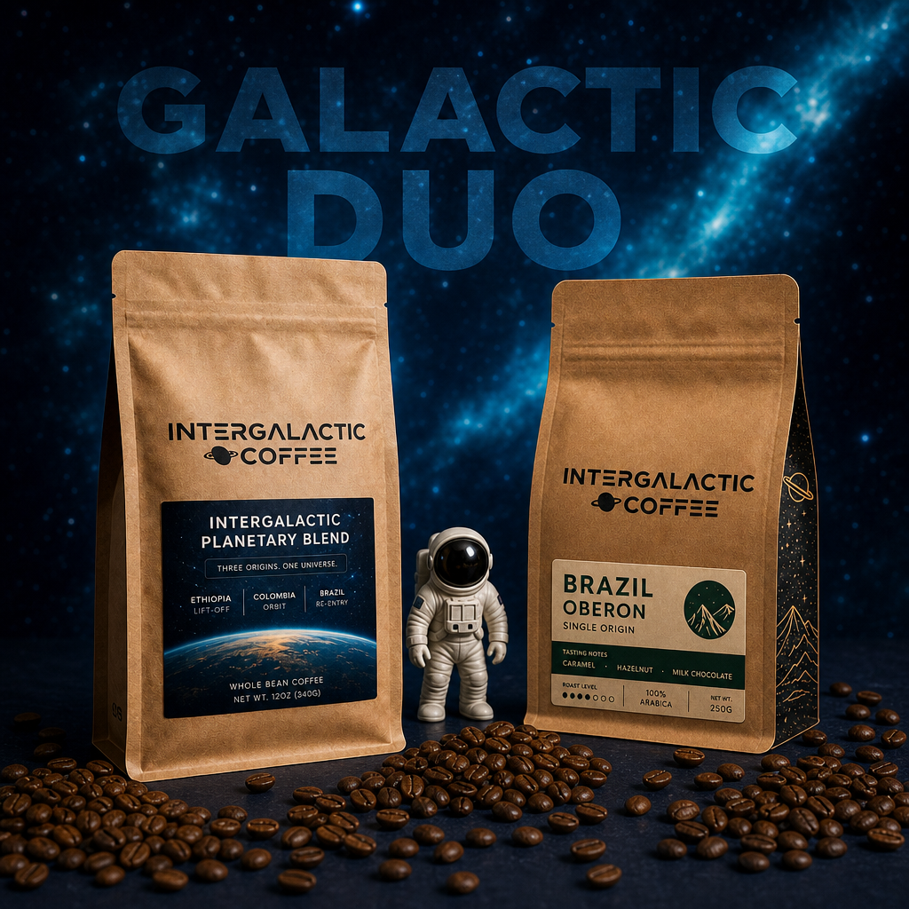 Galactic Duo bundle Planetary Blend and Brazil Oberon coffee from Intergalactic Coffee Roasters
